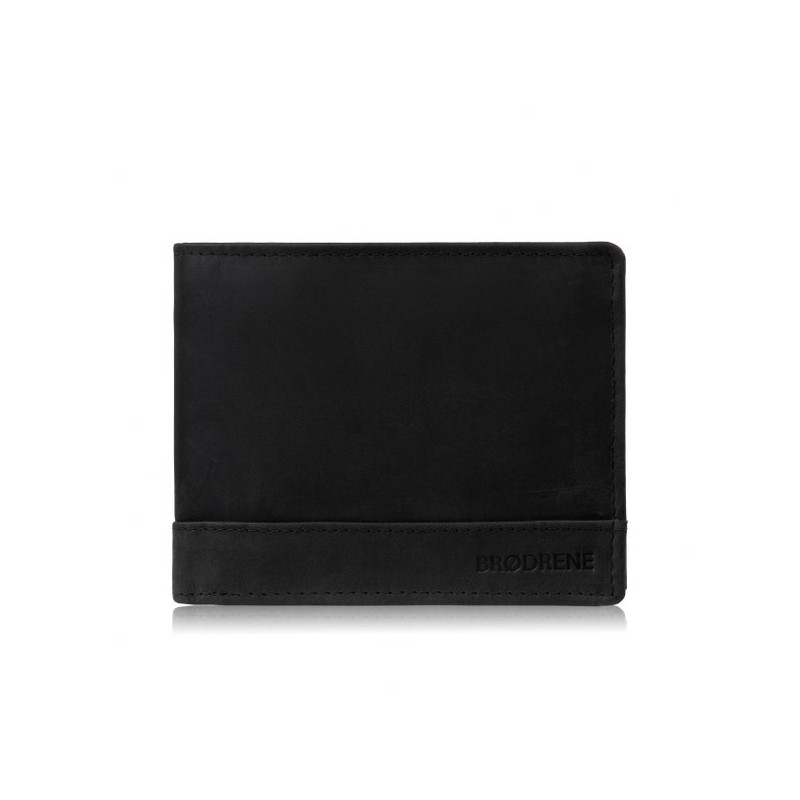 Portfel męski skórzany czarny vintage hunter pojemny RFID Brodrene G-103SH/BL