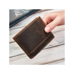 Portfel męski skórzany brązowy vintage hunter pojemny RFID Brodrene G-103MN/BR