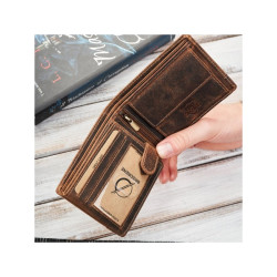 Portfel męski skórzany brązowy vintage hunter pojemny RFID Brodrene G-103MN/BR