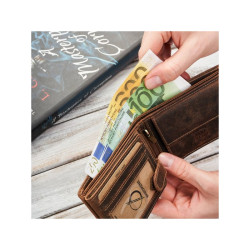 Portfel męski skórzany brązowy vintage hunter pojemny RFID Brodrene G-103MN/BR