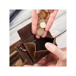 Portfel męski skórzany brązowy vintage hunter pojemny RFID Brodrene G-103MN/BR