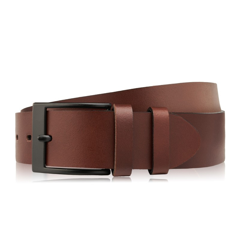 Pasek męski skórzany brązowy szeroki 110 cm z czarną klamrą Paolo Peruzzi PG-05-BRBL-110