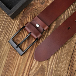 Pasek męski skórzany brązowy szeroki 120 cm z czarną klamrą Paolo Peruzzi PG-05-BRBL-120