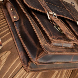 Torba męska na ramię skórzana vintage brązowa Paolo Peruzzi T-100-HBR