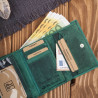 Portfel damski skórzany we wzory geometryczne mały vintage zielony RFID Paolo Peruzzi T-112-HGR