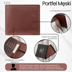 Poziomy portfel męski smukły w kolorze koniakowym Paolo Peruzzi AL-17-CG