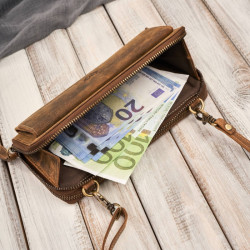 Skórzana kopertówka damska do ręki na ramię portfel damski Paolo Peruzzi T-137-HBR