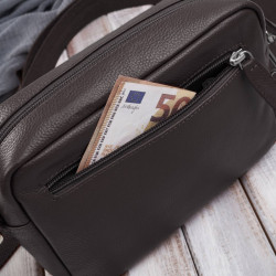 Torebka damska listonoszka skórzana z etui na klucze i drobiazgi brązowa Paolo Peruzzi E-34-BR