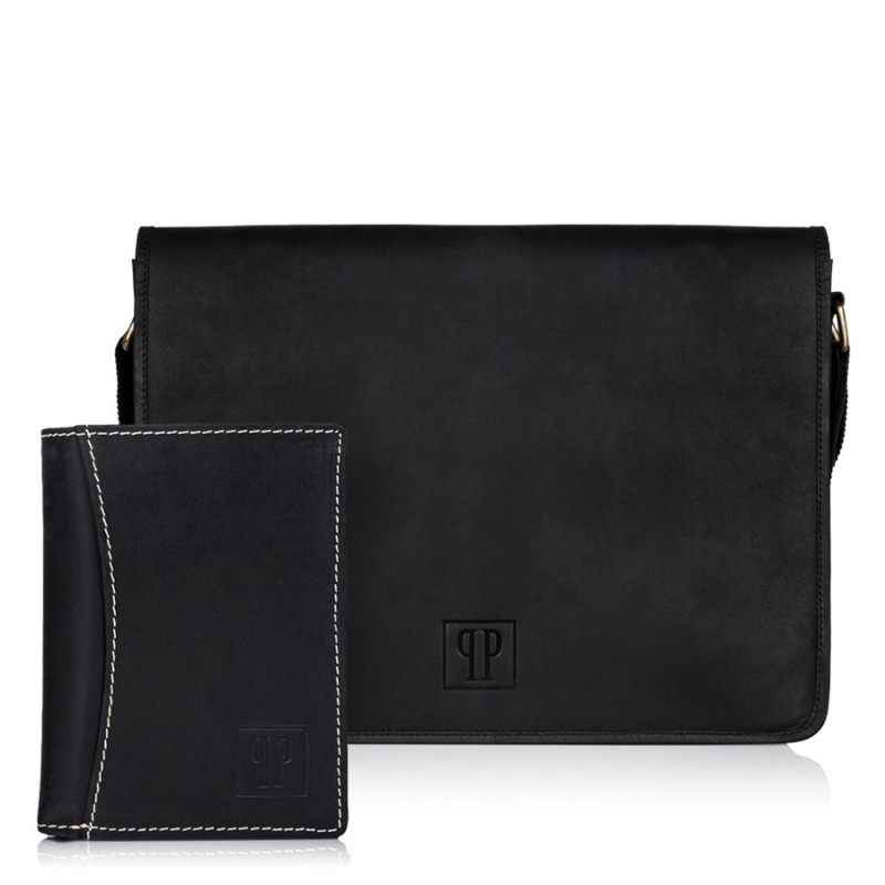 Zestaw upominkowy dla niego ZUP-29-BL: torba T-06-BL portfel T-13-BL
