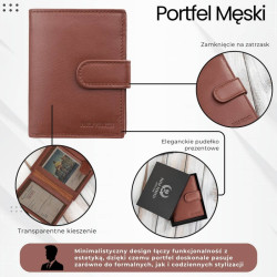 Portfel męski skórzany klasyczny pionowy koniakowy z RFID Paolo Peruzzi AL-18-CG