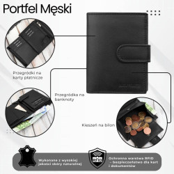 Portfel męski skórzany klasyczny pionowy czarny z RFID Paolo Peruzzi AL-18-BL