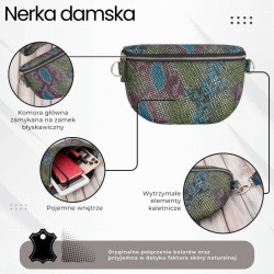 Nerka skórzana saszetka damska na pas z printem imitującym skórę wężową Paolo Peruzzi T-36-A