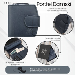 Portfel damski skórzany granatowy na patkę RFID Paolo Peruzii AL-24-NV