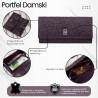 Poziomy portfel damski skórzany w kolorze burgundowym z metalowym logo duży Paolo Peruzzi  AL-12-BGD