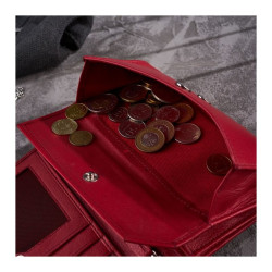 Portfel damski skórzany z kwiatowym wzorem T-45-RD etui na klucze T-51-NRD zestaw prezentowy Paolo Peruzzi ZUP-119-RD