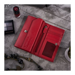 Portfel damski skórzany z kwiatowym wzorem T-45-RD etui na klucze T-51-NRD zestaw prezentowy Paolo Peruzzi ZUP-119-RD