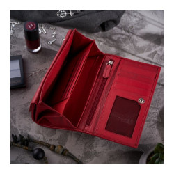 Portfel damski skórzany z kwiatowym wzorem T-45-RD etui na klucze T-51-NRD zestaw prezentowy Paolo Peruzzi ZUP-119-RD