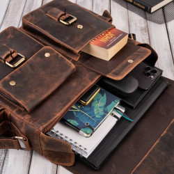 Torba męska na ramię na laptopa skórzana vintage Paolo Peruzzi T-106-HBR
