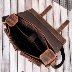 Torba męska na ramię na laptopa skórzana vintage Paolo Peruzzi T-106-HBR