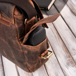 Torba męska na ramię na laptopa skórzana vintage Paolo Peruzzi T-106-HBR