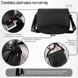 Torebka damska skórzana listonoszka ze skóry licowej czarna Paolo Peruzzi T-39-KBL
