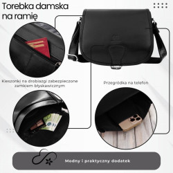 Torebka damska skórzana listonoszka ze skóry licowej czarna Paolo Peruzzi T-39-KBL