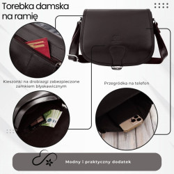 Torebka damska skórzana listonoszka ze skóry licowej brązowa Paolo Peruzzi T-39-KBR