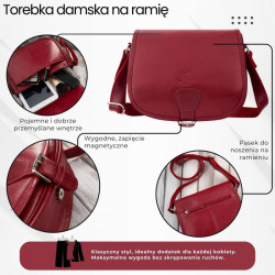 Torebka damska skórzana listonoszka ze skóry licowej czerwona Paolo Peruzzi T-39-KRD