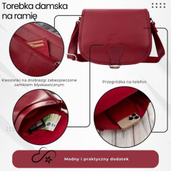 Torebka damska skórzana listonoszka ze skóry licowej czerwona Paolo Peruzzi T-39-KRD