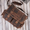 Skórzana torba męska na laptopa wytrzymała pojemna brązowa vintage Paolo Peruzzi T-106-HBR