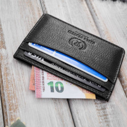 Etui na karty i wizytówki skórzane minimalistyczne praktyczne etui czarne Paolo Peruzzi T-151-BL