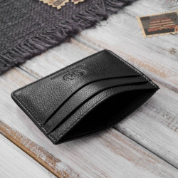 Etui na karty i wizytówki skórzane minimalistyczne praktyczne etui czarne Paolo Peruzzi T-151-BL