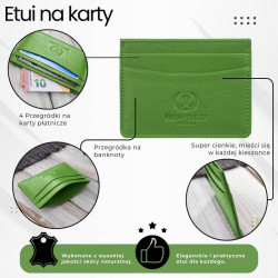 Etui na karty i wizytówki skórzane minimalistyczne praktyczne etui zielone Paolo Peruzzi T-151-GR