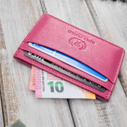 Etui na karty i wizytówki skórzane minimalistyczne praktyczne etui różowe Paolo Peruzzi T-151-PI