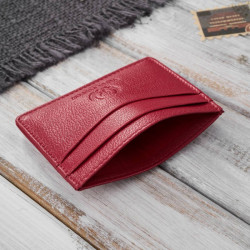 Etui na karty i wizytówki skórzane minimalistyczne praktyczne etui czerwone Paolo Peruzzi T-151-RD