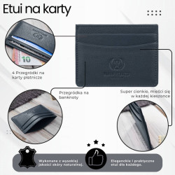 Etui na karty i wizytówki skórzane minimalistyczne praktyczne etui granatowe Paolo Peruzzi T-151-NV