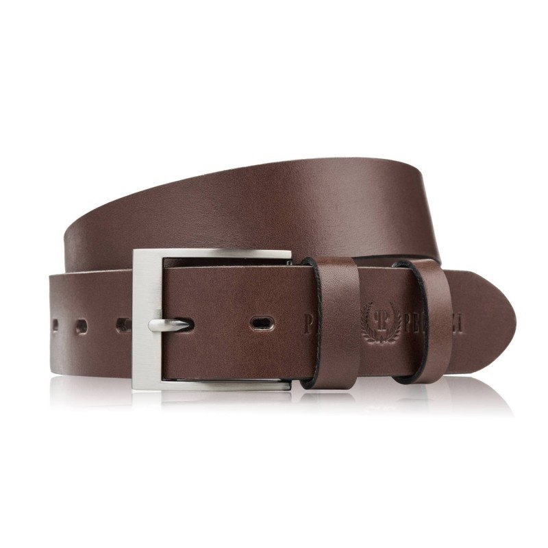 Pasek męski skórzany premium z klasyczną klamrą elegancki brązowy 100 cm Paolo Peruzzi PG-08-BR-100