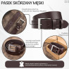 Pasek męski skórzany premium z klasyczną klamrą elegancki ciemnobrązowy 120 cm Paolo Peruzzi PG-08-DBR-120