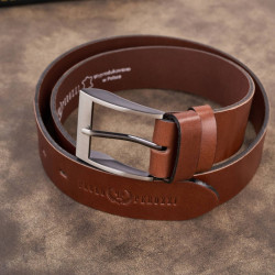Pasek męski skórzany premium z klasyczną klamrą elegancki koniakowy 110 cm Paolo Peruzzi PG-08-CG-110
