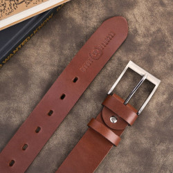 Pasek męski skórzany premium z klasyczną klamrą elegancki koniakowy 120 cm Paolo Peruzzi PG-08-CG-120