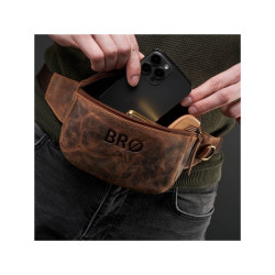Saszetka męska skórzana nerka vintage na pas Brodrene G-18SH/BR