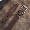 Pasek męski skórzany premium z klasyczną klamrą elegancki brązowy 120 cm Paolo Peruzzi PG-09-BR-120
