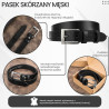 Pasek męski skórzany premium z klasyczną klamrą elegancki czarny 100 cm Paolo Peruzzi PG-09-BL-100