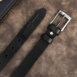 Pasek męski skórzany premium z klasyczną klamrą elegancki czarny 130 cm Paolo Peruzzi PG-09-BL-130