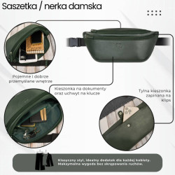 Saszetka nerka damska wielofunkcyjna duża stylowa zielona Paolo Peruzzi AY-14-GB