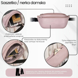 Saszetka nerka damska wielofunkcyjna duża stylowa różowa Paolo Peruzzi AY-14-RS
