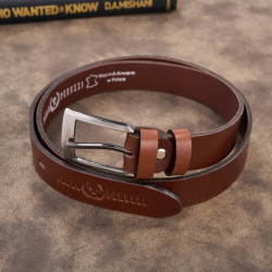 Pasek męski skórzany premium z klasyczną klamrą elegancki koniakowy 110 cm Paolo Peruzzi PG-09-CG-110