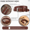 Pasek męski skórzany premium z klasyczną klamrą elegancki koniakowy 110 cm Paolo Peruzzi PG-09-CG-110