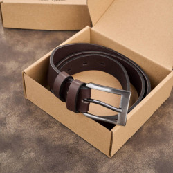 Pasek męski skórzany premium z klasyczną klamrą elegancki ciemnobrązowy 110 cm Paolo Peruzzi PG-09-DBR-110