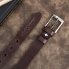Pasek męski skórzany premium z klasyczną klamrą elegancki ciemnobrązowy 100 cm Paolo Peruzzi PG-09-DBR-100